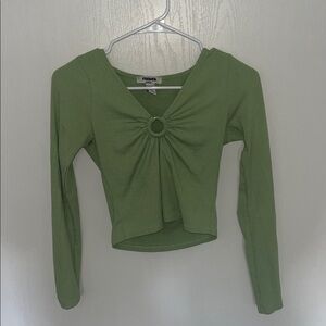 RSQ Spring Green Long Sleeve Top with Ring Accent.
